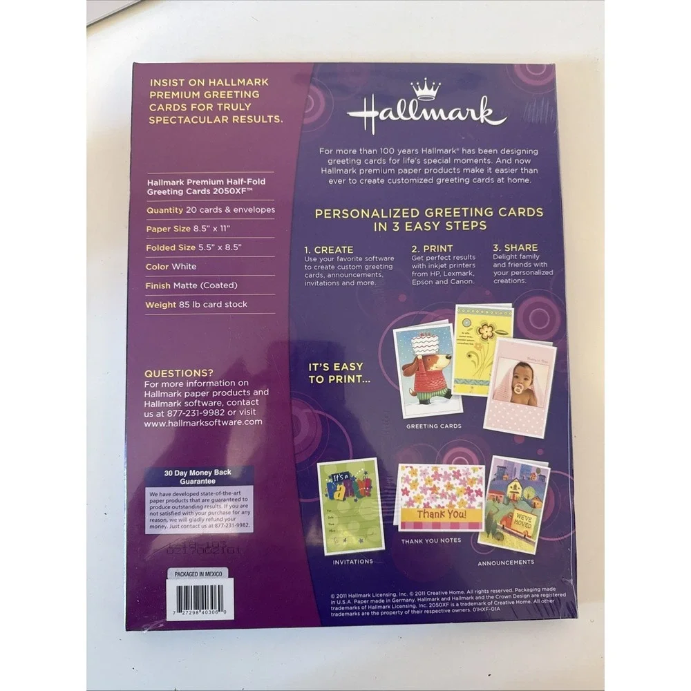 20 Hallmark Greeting Cards Premium Blank Half-Fold Matte & Envelopes NEW SEALED